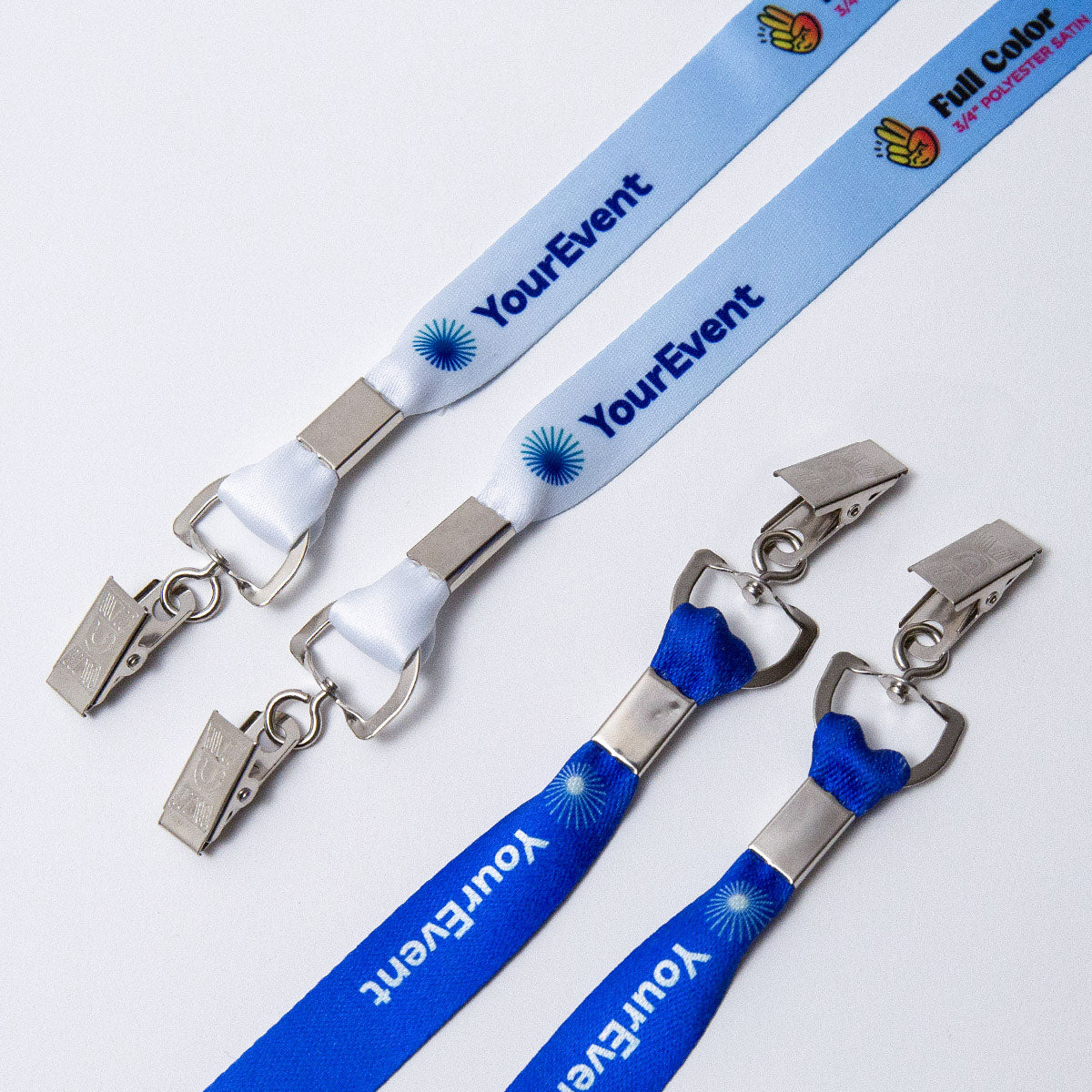 Custom Event Badge Lanyard - Double Bulldog - 5/8"